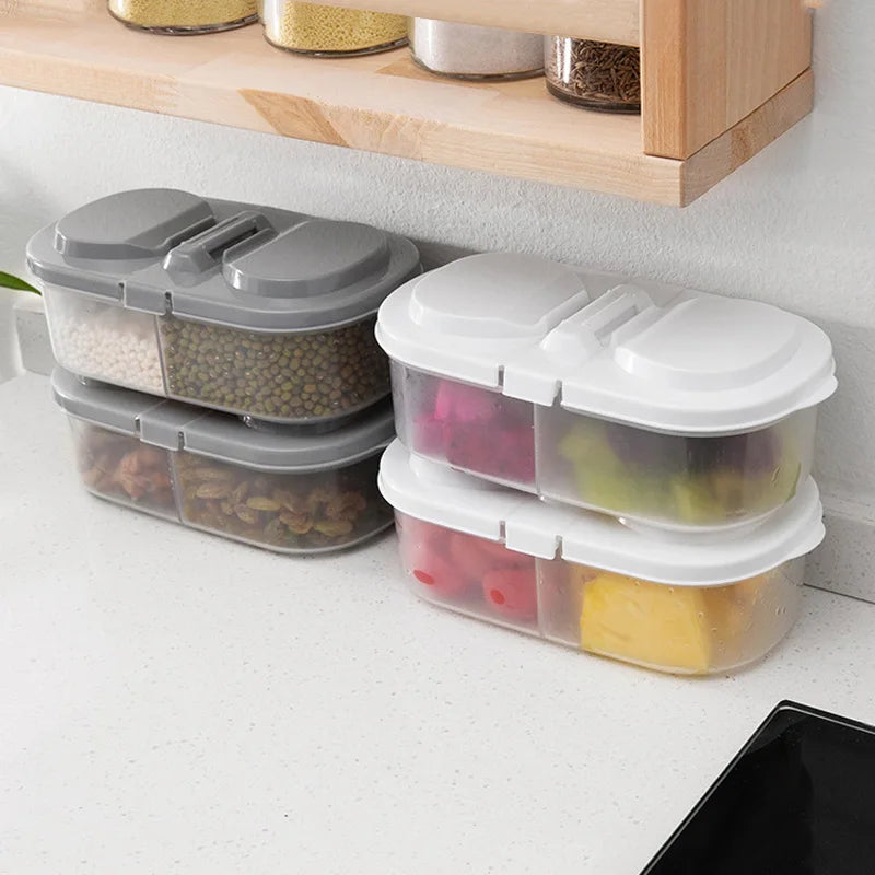 Double Compartment Food Storage Container Plastic Sealed Snack Container, Divided Into Boxes, Camping Lunch Box, Snack Box