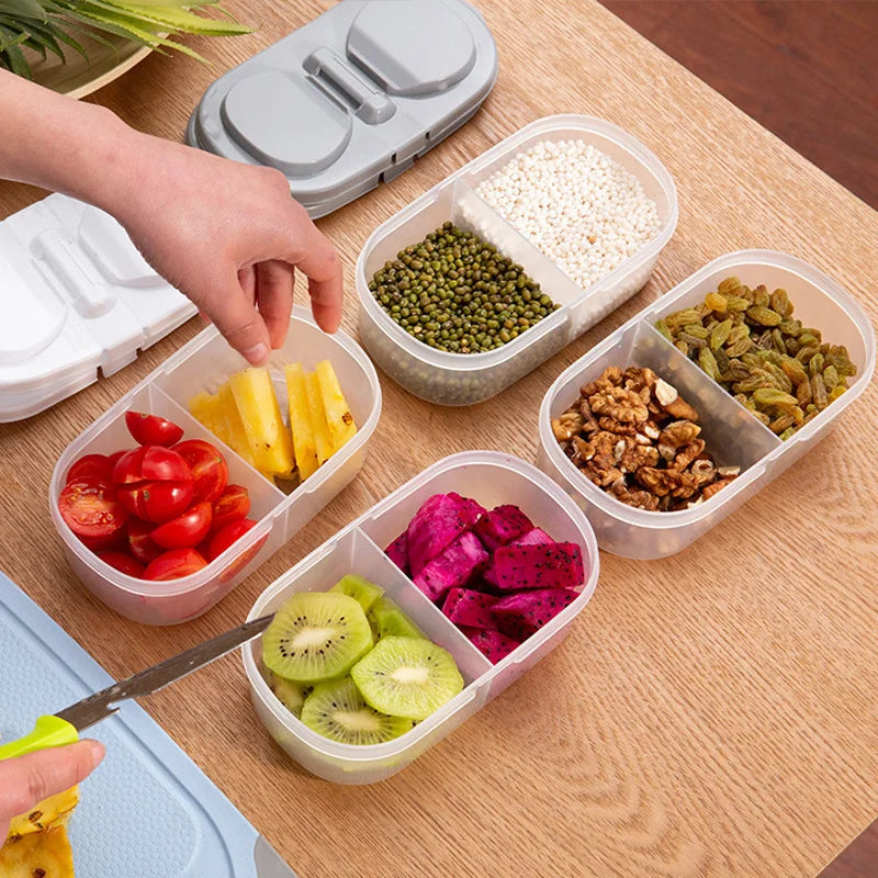 Double Compartment Food Storage Container Plastic Sealed Snack Container, Divided Into Boxes, Camping Lunch Box, Snack Box