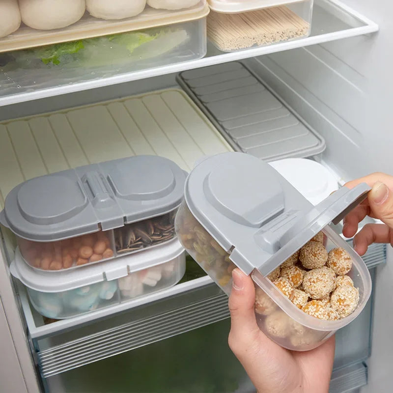 Double Compartment Food Storage Container Plastic Sealed Snack Container, Divided Into Boxes, Camping Lunch Box, Snack Box